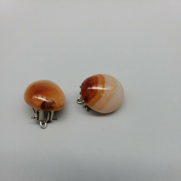 Amber Silver Tone Clip On Earrings - Picture 1 of 3